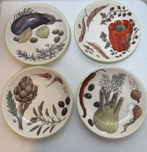 4 Piece Williams Sonoma Herbs & Vegetables Pasta Bowl Set - Portugal - Picture 1 of 10