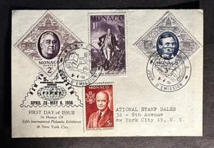 MONACO 1956 STAMP ON STAMP US PRESIDENTS FIPEX STAMPS ON STAMPS -S18385 - Picture 1 of 1