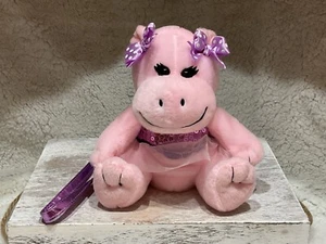 Poochie & Co Pink Plush Hippo Purse Bag Purple Strap - Picture 1 of 2