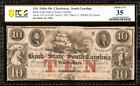 1850 $10 BILL SOUTH CAROLINA BANK NOTE LARGE CURRENCY BIG PAPER MONEY PCGS 35