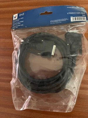 V7 DVI CABLE DUAL LINK 3M BLACK DVI-D 24+1 PIN M/M V7E2DVI-03M-BLK - Image 1 of 4