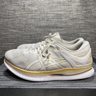 ASICS MetaRide Running Shoes White/Pure Gold Comfort 1011A142 Mens Size 12 - Image 1 of 4