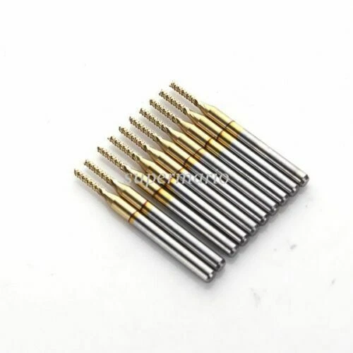 10x Titanium Coated 1/8" 1.2mm Carbide Engraving Bit CNC PCB Rotary Burr Set - Image 1 of 1