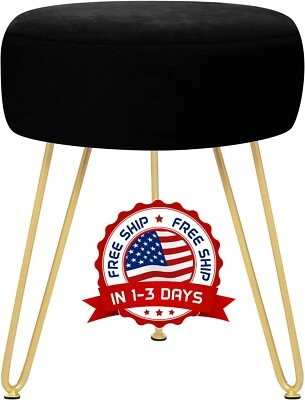 Taburetes De Tocador De Terciopelo Multifuncionales Redondos, Negro Moderno NOVO. - Imagem 1 de 4