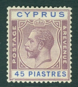SG 116 Cyprus 1924-28. 45pi purple & blue. A fine fresh lightly mounted mint... - Picture 1 of 1