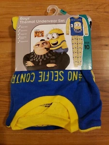 Boys Minions Thermal Underwear Set SIZE 10 Waffle Base Layer Long Despicable Me - Picture 1 of 5
