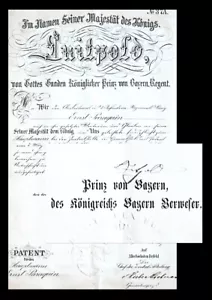 1910 Luitpold von Bayern signierte Urkunde Offizierpatent Bayern Hauptmann - Bild 1 von 1