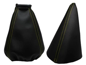 Gelb Faden Echtleder Schaltsack und Handbremsmanschett Für DAEWOO NEXIA (96-01) - Picture 1 of 1