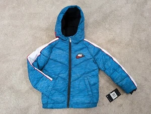 Nike Kids Boy's Chevron Hooded Puffer Jacket Size 4 Color Game Royal 86H861-U89 - Picture 1 of 6