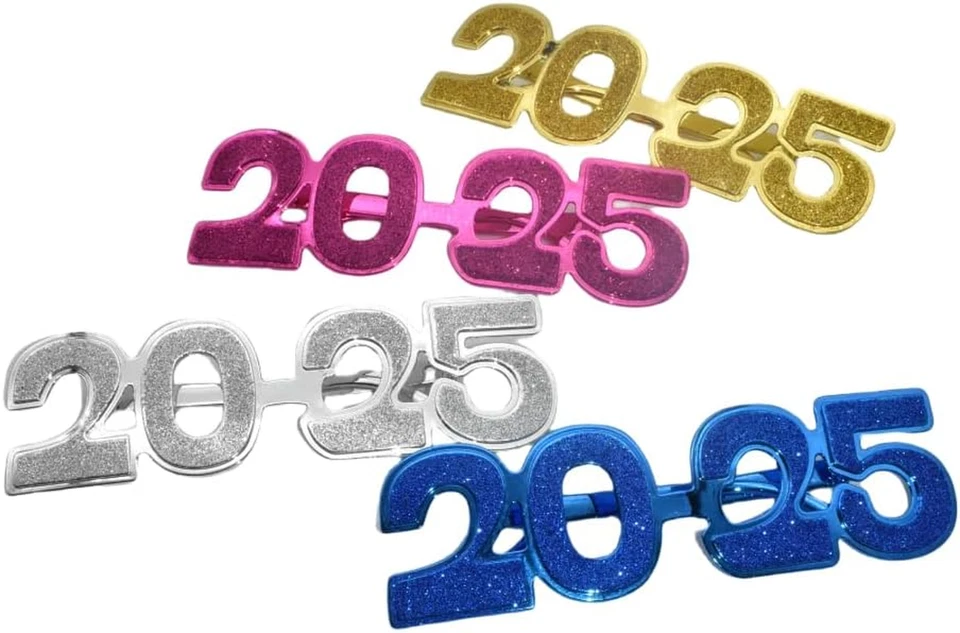 4 PIEZAS 2025 Gafas de Plástico Feliz Año Nuevo Gafas Graduación 2025 Clase de  Foto 1 de 4
