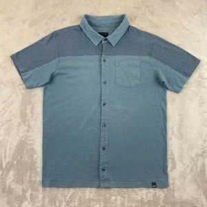 prAna Shirt Men Large Blue Organice Cotton Blend Short Sleeve Pocket Outdoor - Picture 1 of 10