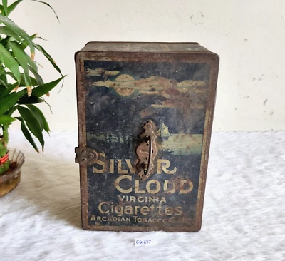 1920s Vintage Arcadian Tobacco Silver Cloud Virginia Cigarette Tin Box CG637 - Image 1 of 4
