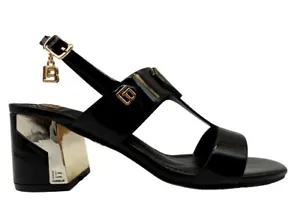 Sandals Women's Laura Biagiotti 8101 Shoes Heel Medium Casual Elegant Black - Picture 1 of 6