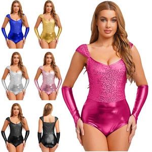 Women's Shiny Bodysuit Sexy Jumpsuit Club Catsuit Rompers One Piece Party - Picture 1 of 66