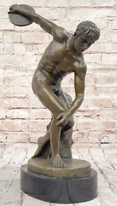DISCOBOLUS OF MYRON THE DISCUS THROWER BURE BRONZE ART HOT CAST HOME DECOR FIGUR - Picture 1 of 10