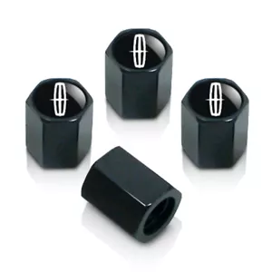 Set Tire Valve Stem Cap Wheel Rim Air Dust Covers Metal For Lincoln Black - Picture 1 of 1