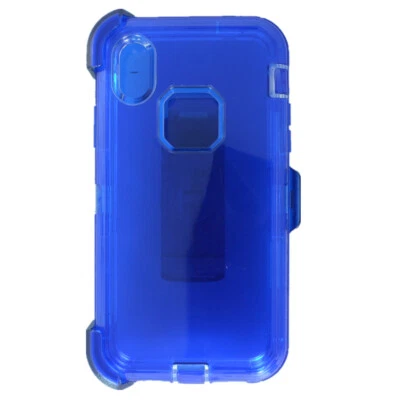 Clear Blue For Apple iPhone XS Max Defender Case w/ Clip Fits Otterbox - Image 1 of 4