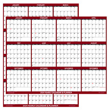 24x36 SwiftGlimpse 2024 Large Wall Calendar, Paper Folded, Yearly Planner-Maroon