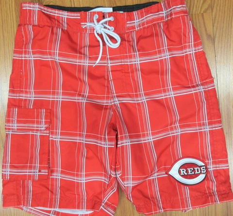 CINCINNATI REDS Mens LINED SWIM SHORTS MLB BASEBALL TEAM COLORS MEDIUM, M Cover