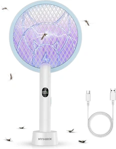 Electric Fly Swatter Racket, 2 in 1 Mosquito Bug Zapper 4100V Handheld Mosquito - Picture 1 of 12