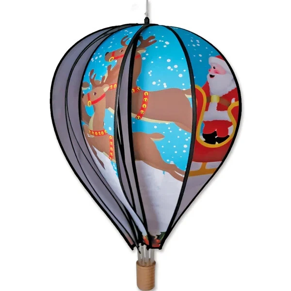 SANTA AND SLEIGH 22" HOT AIR BALLOON GARDEN SPINNER SPINS IN THE wIND - Image 1 of 1