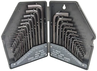 30 Piece Hex Wrench Set, Popular Inches and Metric Sizes with Gray Storage Case - Image 1 of 4