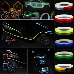 1cm*800cm Vinyl Motorcycle Rim Tape Reflective Wheel Stickers Decals Car Warning - Picture 1 of 12