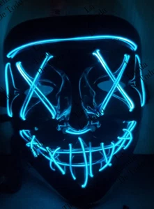 Máscara Brillante Halloween Led Iluminada Azul Hielo Helado - Imagen 1 de 7
