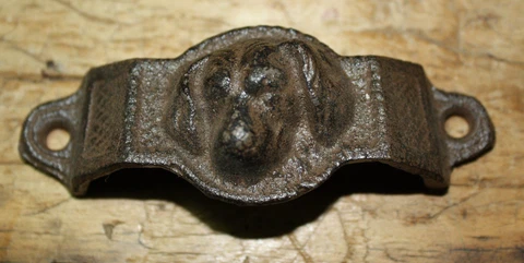 2 Cast Iron Antique Victorian Style DOG Drawer Pull, Barn Handle, Door Handles Cover