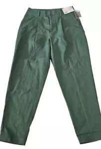 Uniqlo Linen Cotton Relaxed Fit Womens Pants Sz 0 (28x26) Green Ankle Length - Picture 1 of 6