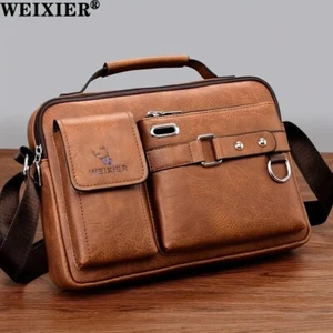 Men's PU Leather Crossbody Bag Men's Business Crossbody Bag Portable - Picture 1 of 5