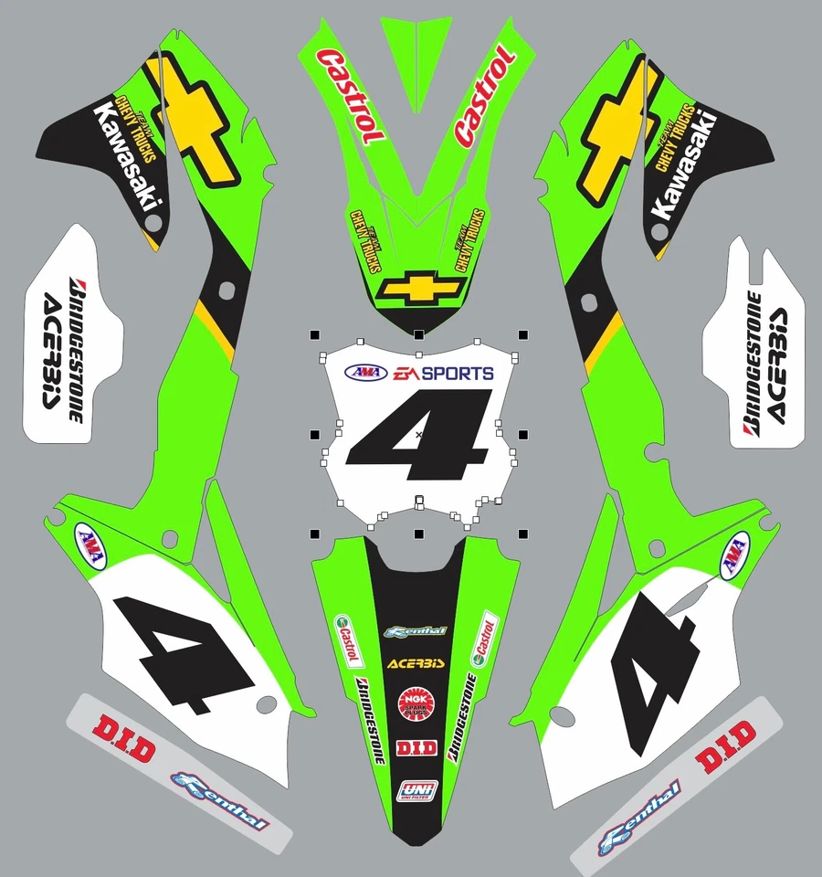 Kit gráfico para Kawasaki KXF450 KX450f KX 450f 2016 2017 2018 calcomanías Chevy Foto 1 de 1