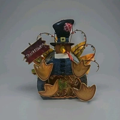 Candelabro votivo de hojalata de pavo de acción de gracias linterna de metal centro de mesa Foto 1 de 4