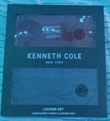 Kenneth Cole Lounge Set Mens Large Long Sleeve T Shirt Jogger Pant Red  Gray NEW - Image 1 of 4