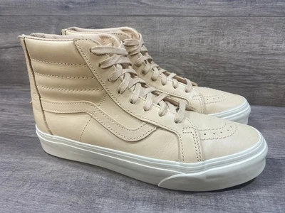 Vans Sk8 Hi переиздание молнии туфли коньков классический кожаный вегетарианский желтовато-коричневый женщин размер 8,5 - Изображение 1 из 4