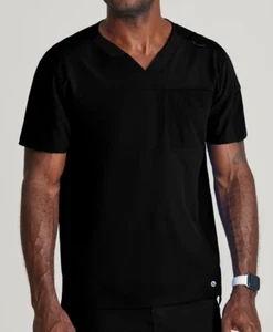 Barco Men's Velocity 2-Pocket Banded V-Neck Scrub Top Black Size L NWT - Picture 1 of 5