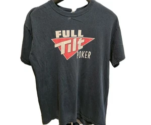 T-shirt vintage full tilt poker uomo nera media Gildan cotone pesante retrò - Foto 1 di 9