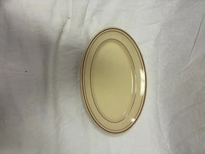 Vintage Carr China GLO-TAN OVAL Plate PLATTER 11.5” Restaurant Ware Red Stripe - Picture 1 of 5