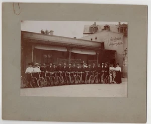 Foto Radfahrer Gasthaus zum Jägerhaus Sachsen um 1900 - Bild 1 von 1