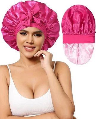 Gorro de satén gorro de seda para dormir gorra de dormir de seda gorro de cabello de doble capa con Foto 1 de 4