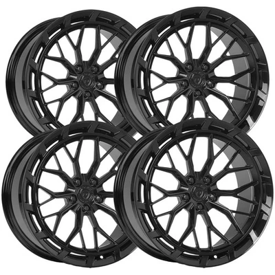(Set of 4) Dolce Signature Magari 20x9 5x112 +30mm Gloss Black Wheels Rims - Image 1 of 4