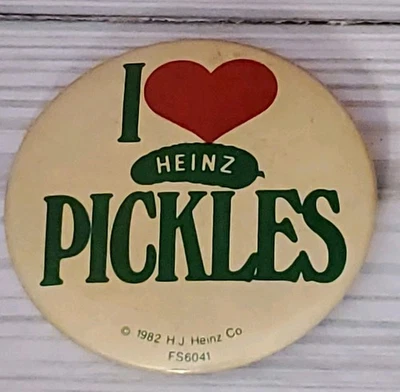 1982 Heinz I Love Pickles Pinback Button Food Advertising Promo Collect RARE - Image 1 of 4