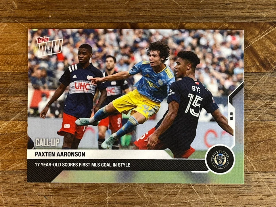 2021 Topps Now MLS #105 Paxten Aaronson Rookie RC  PR/1644 - Image 1 of 2