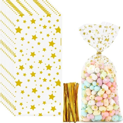 BELSVOR 100 Stück Plätzchentüten Weihnachten, 100PCS Cellophantüten weihnachten und 200