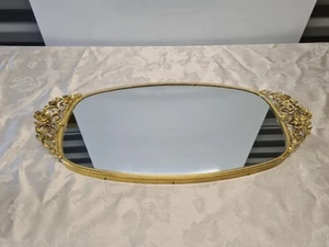 Vintage MATSON? Gold Rose ORMOLU Vanity Mirror Perfume Tray - Picture 1 of 6