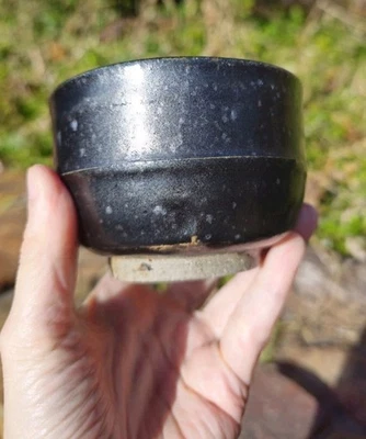 Tazón de té Chawan estilo japonés negro con patas hecho a mano cerámica cerámica ARTE  Foto 1 de 4