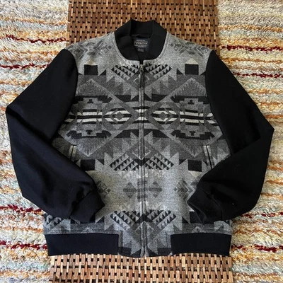 Pendleton Wool Aztec Print Grey Black Full Zip Jacket Men's Size Small S - Image 1 of 3