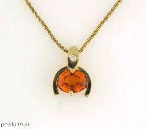 ORANGER PESSARTIT DIAMANT ANHÄNGER 14K GELBGOLD - Bild 1 von 6