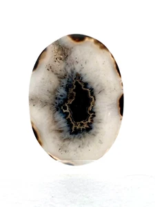 Cabochon Agata Geode Druzy Onice Naturale Nero/Bianco - 261,55 ct - Foto 1 di 1