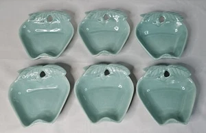 Hoenig Belmar California Pottery Turquoise Apple Dishes (6) Bowl Plates #734 Vtg - Picture 1 of 12